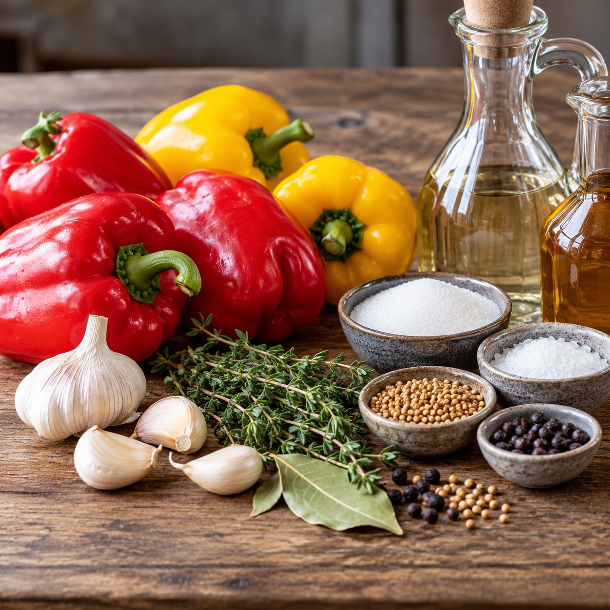 Zutaten für eingelegten Paprika süß-sauer